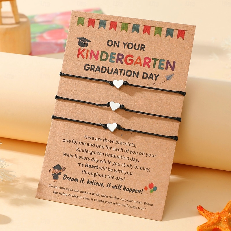 2025 Graduation Gifts for Kids Kindergarden Graduation Gifts for Kids Inspirational Compass/Heart Graduation Bracelets with Gift Message Card for Daughter Son2