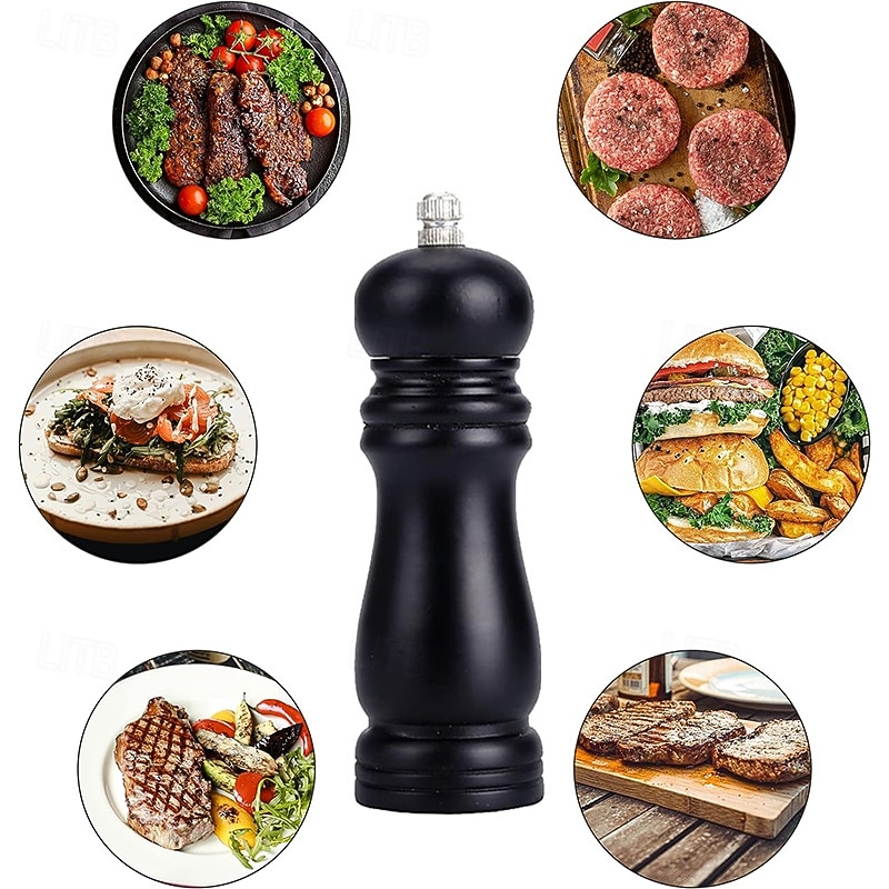 Black Pepper Mill Salt Grinder Refillable Adjustable Coarseness Ceramic Grinding Mechanism for Home Kitchen Barbecue Party2