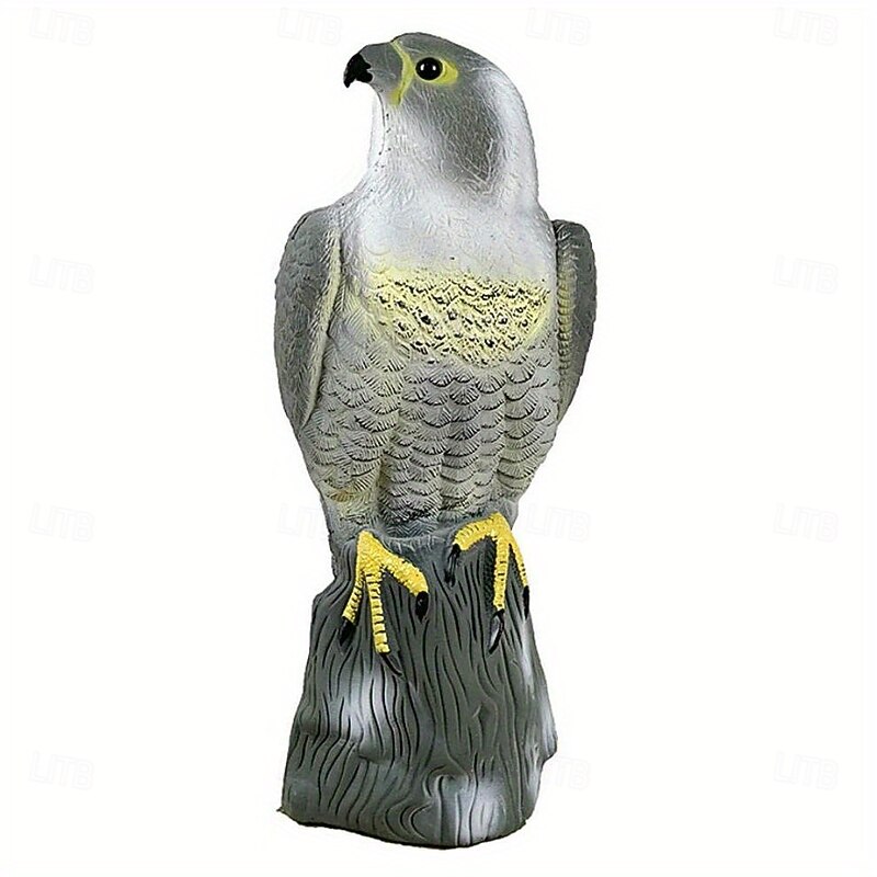Outdoor Bird Scarecrow Deterrent - Lifelike Hawk Falcon Hunting Decoy, High-Quality Pest Control, Durable Plastic, Black and Yellow for Garden and Farmland, Bird Scare Devices2