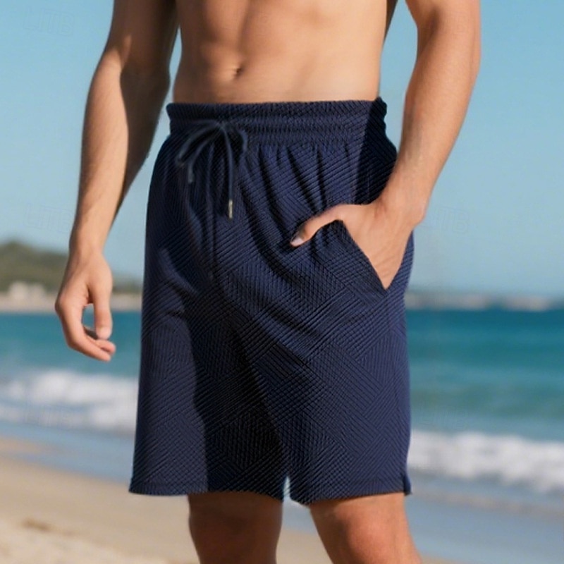 Men's Shorts Beach Shorts Running Shorts Casual Shorts Gym Shorts Drawstring Elastic Waist Straight Leg Plain Breathable Moisture Wicking Knee Length Outdoor Daily Holiday Vacation Sports Black White4