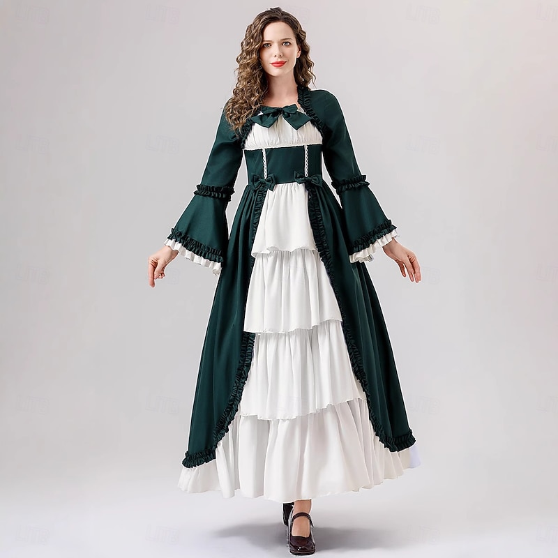 Vintage Dress Princess A-Line Square Neck Fancy Dress Halloween Masquerade Performance Party Halloween Dress All Seasons