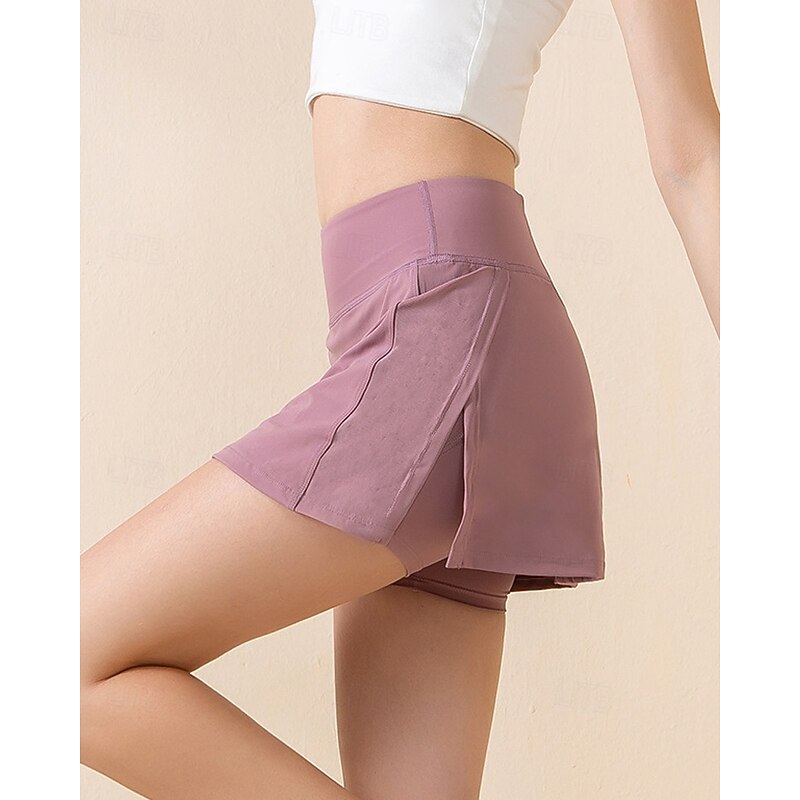 Women's Solid Colored Tennis Skirts Tennis Skirts with Shorts Side Split Split Quick Dry Tennis Golf Pickleball Bottoms Black Pink Blue Tennis Clothing