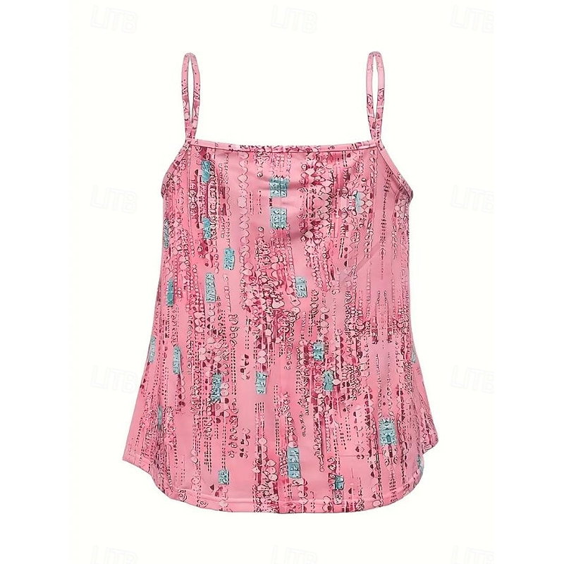 Women's Camisole Tank Top Tie Dye Bohemia Vintage Daily Sleeveless Strap Scoop Neck Regular Tops Daily Backless Print Pink Blue Fuchsia Summer Spring4
