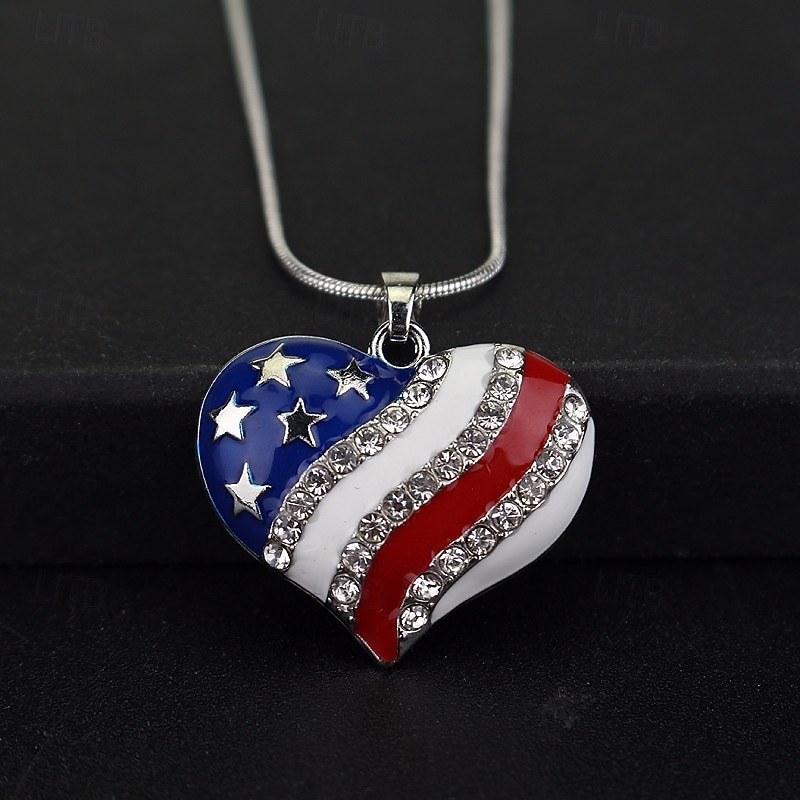 2 Pcs 4th of July Necklace for Women - Fourth July Accessories - Red White Blue Necklace - Stars Stripes4