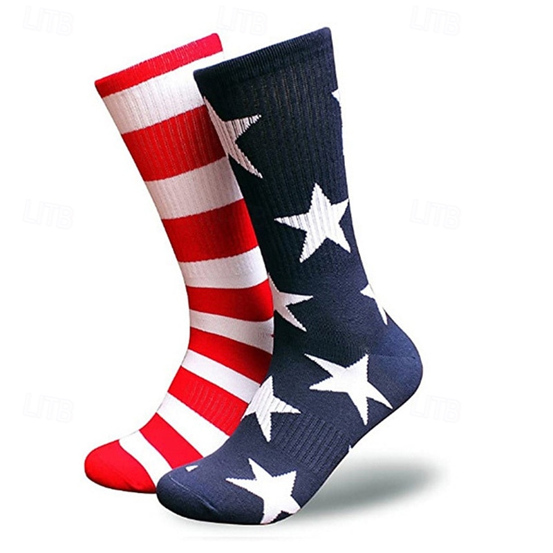 American Flag Socks For Men Or Women 4th July Middle Socks Star And Stripe Patriotic Freedom Day Gifts