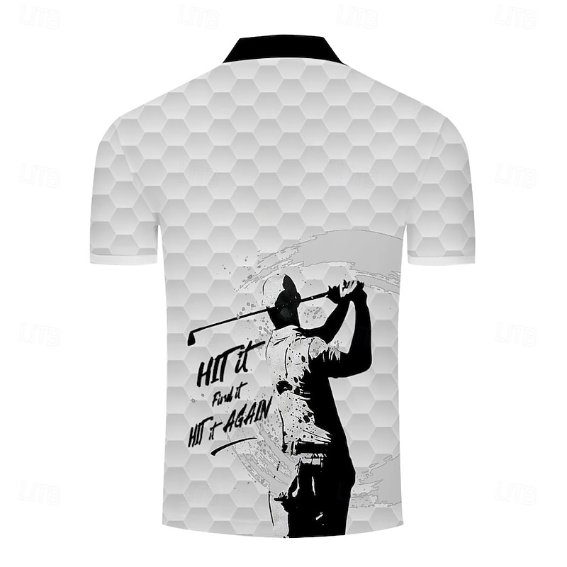 Men's Golf Sports Polo Shirts Short Sleeve Polo Shirts Collared Shirts Casual School Outdoor Athleisure Daily Wear 3D Print Summer White Blue Purple2