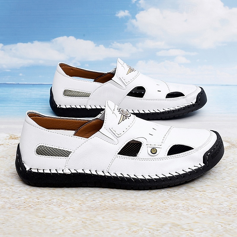 Men's White Casual Slip-On Sandals – Breathable Outdoor Summer Shoes for Beach, Vacation & Daily Wear4