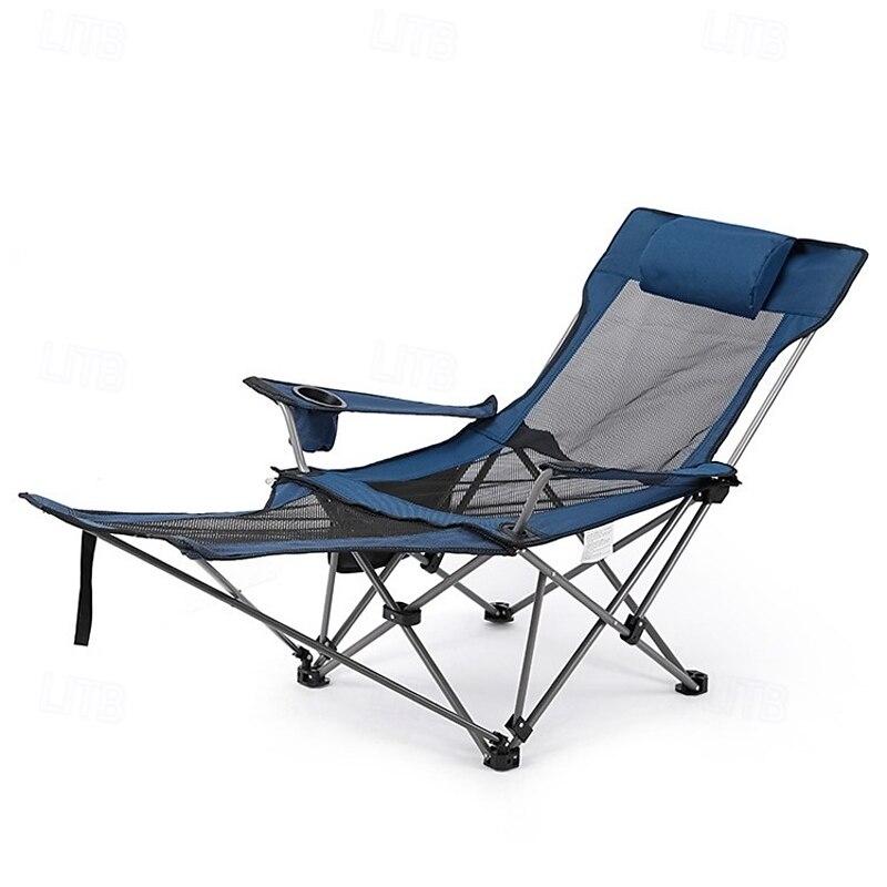 Camping Lounge Chair,Folding Reclining Camping Chair, Portable Camping Chair with Footrest,Storage Bag & Headrest, Mesh Recliner, 330lbs Weight Capacity4