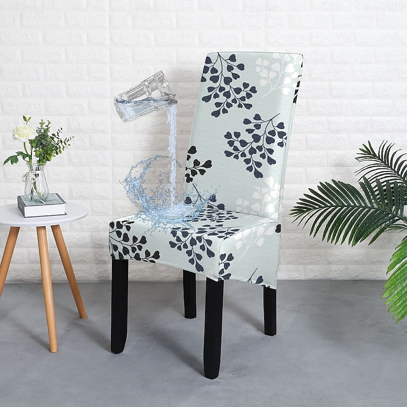 Waterproof Floral Dining Chair Covers, Stretch Chair Cover, Spandex High back Chair Protector Covers Seat Slipcover with Elastic Band for Dining Room,Wedding, Ceremony, Banquet
