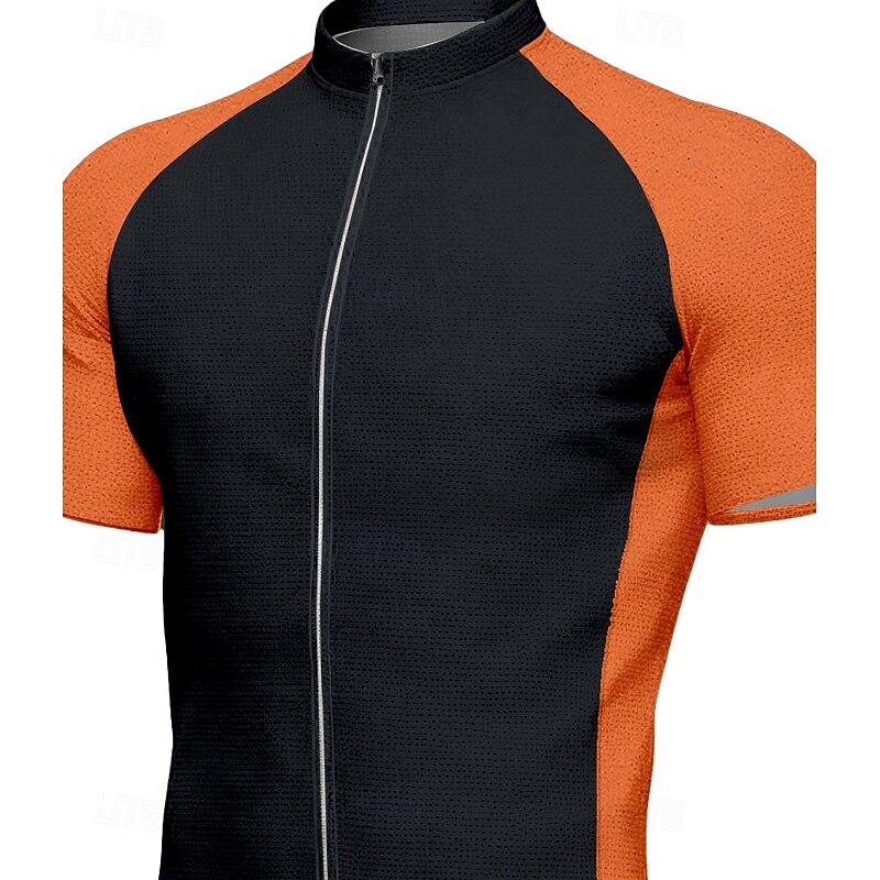 Men's Cycling Jersey Graphic Color Block Short Sleeve Bike Jersey Top with 3 Rear Pockets Sunscreen UV Resistant Quick Dry Reflective Strips Sports Blue Orange Green Clothing Apparel3