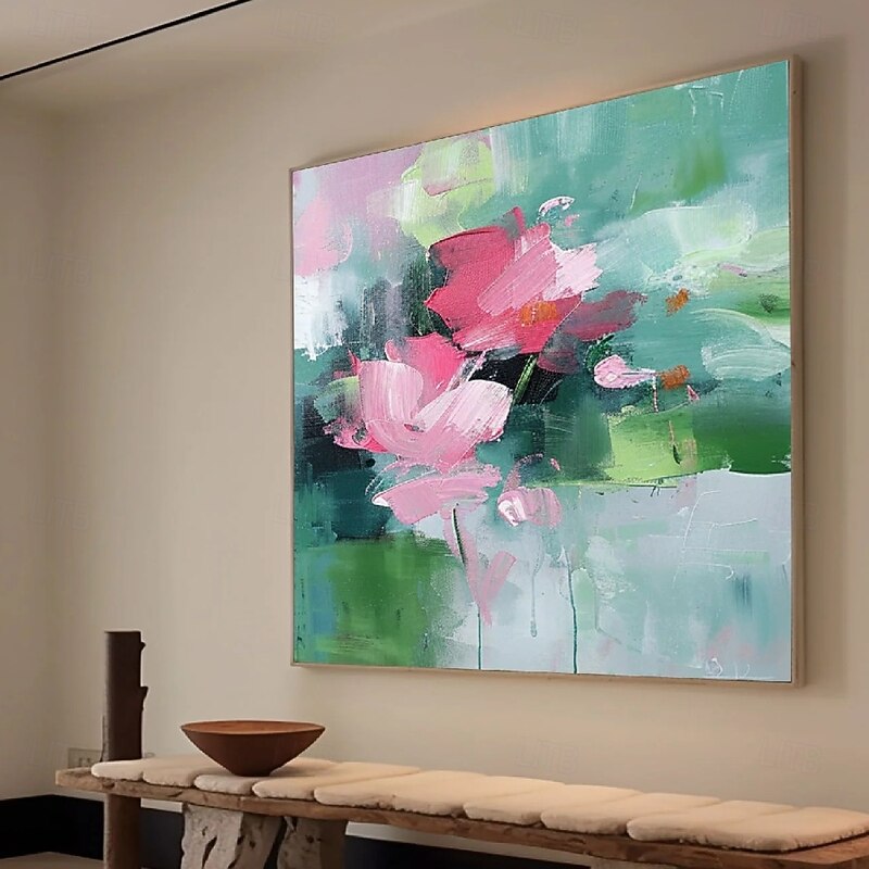 Large hand painted Flower Landscape Oil Painting On Canvas Pastel Floral Painting Spring Flower Scenery Painting wall art picture Large Wall Art painting for Living Room Decor4
