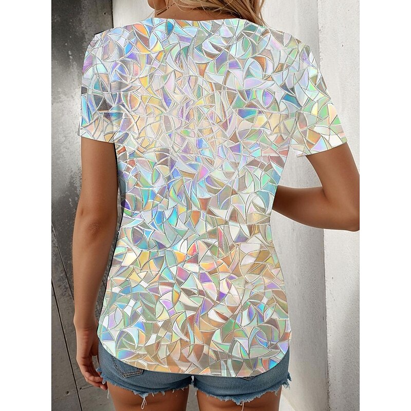 Women's Blouse Asymmetrical Hem Floral Graphic Stylish Beach Short Sleeve Crew Neck Regular Tops Daily Print Black White Pink Blue Summer Spring Fall2