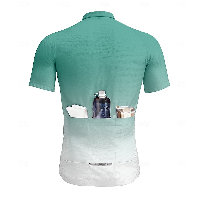 Men's Cycling Jersey Graphic Gradient Short Sleeve Bike Tee Tshirt Jersey Top with 3 Rear Pockets UV Resistant Quick Dry Front Zipper Reflective Strips Sports Black Red Blue Clothing Apparel2