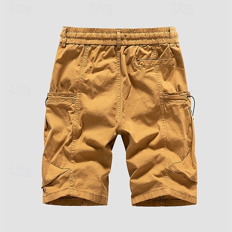 Men's Cargo Shorts Shorts Summer Shorts Drawstring Elastic Waist Multi Pocket Plain Comfort Wearable Knee Length Outdoor Sport Daily Fashion Casual Black Wine2