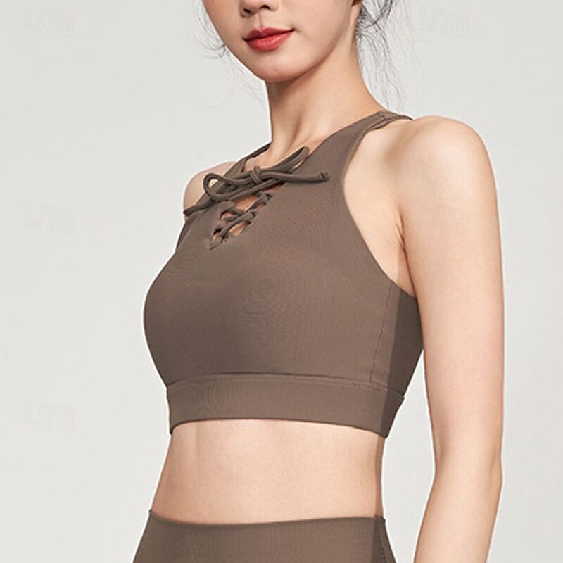 Women's Sports Bra Deep V Quick Dry Lightweight Breathable Racerback Sleeveless Light Support Sports Solid Color Sports Bra For Gym Workout Gymnastics Running Activewear4