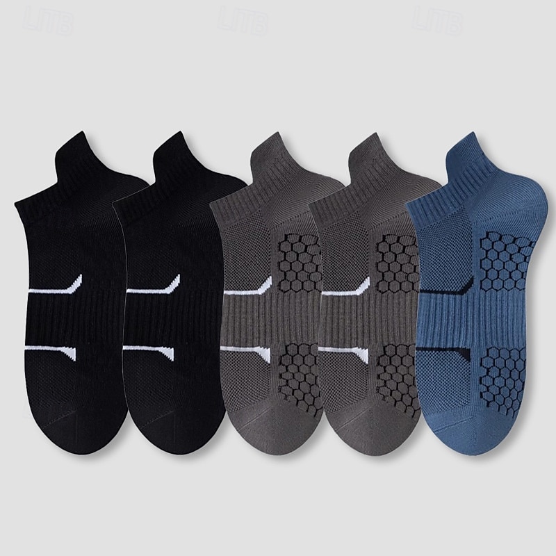 Men's 5 Pairs Multi Packs Socks Running Socks Casual Socks Black+White+Gray Black*2+Dark Gray*2+Dark Blue*1 Color Plain Vacation Sports & Outdoor Daily Basic Medium Spring Fall Fashion Casual4