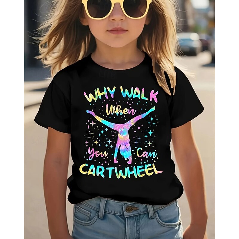 100% Cotton Kids Girls' Black Letter T shirt Tee Crew Neck Short Sleeve Outdoor Vacation Daily Classic Casual Print Summer