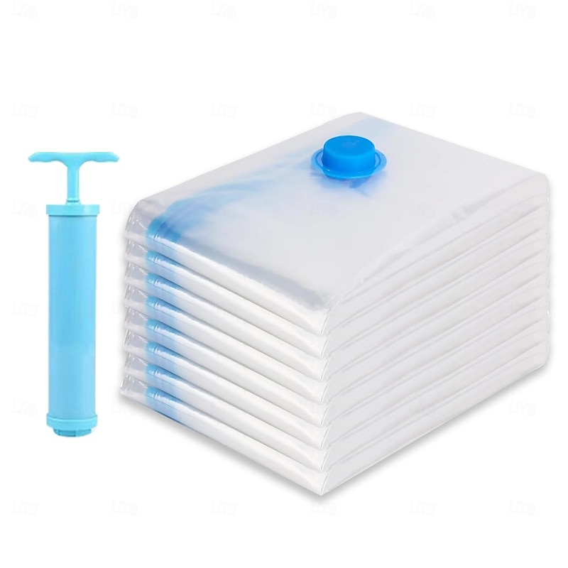 8 Jumbo Vacuum Storage Bags for Clothing Travel Luggage with Hand Pump - Seal Bags for Clothes Pillows Comforters Blankets Bedding