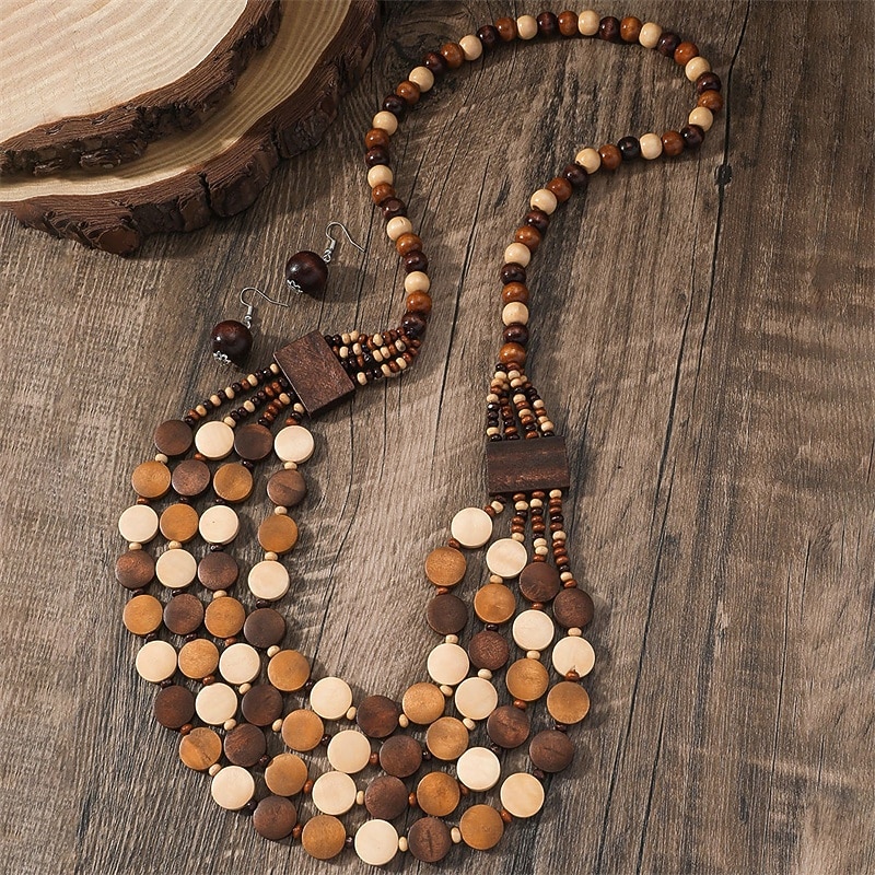 1PC Necklace For Women's Street Daily Wooden Long Beads2