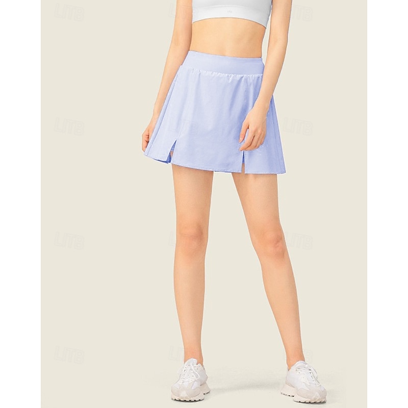 Women's Solid Colored Tennis Skirts with Shorts Pleated Split Quick Dry Breathable Tennis Golf Pickleball Black White Blue Tennis Clothing2