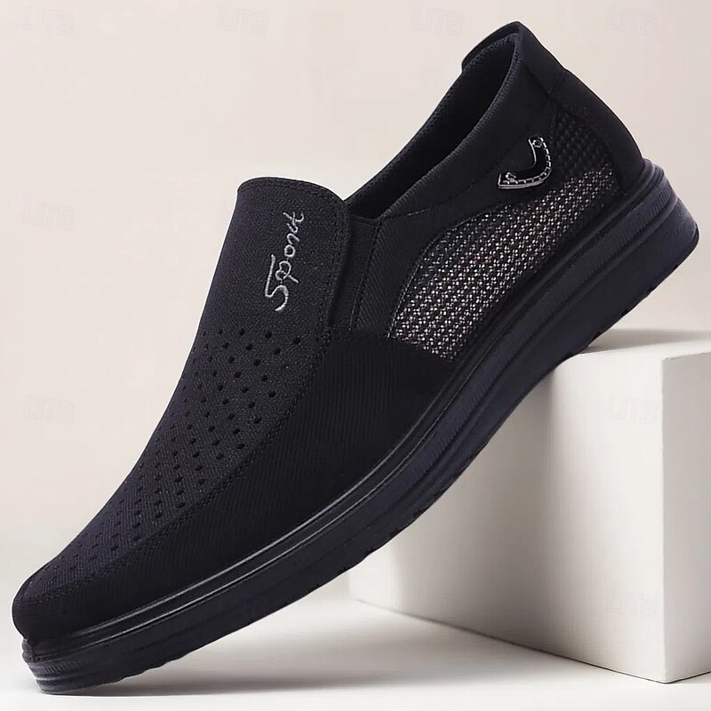 Men's Brown Slip-On Mesh Sneakers - Comfortable, Breathable Casual Shoes with Elastic Fit for Everyday Wear2