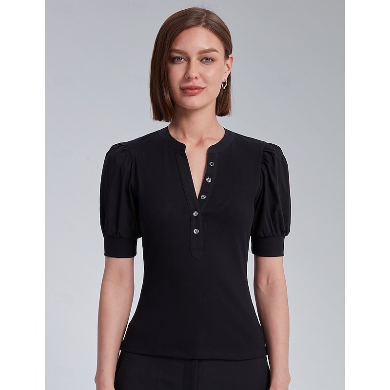 Puff Sleeve Fitted Top