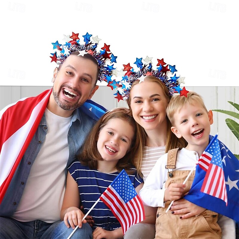 4th of July Headband Patriotic Headband Independence Day Hair Accessories Red White Blue Headbands Stars Hair Decoration for Women4