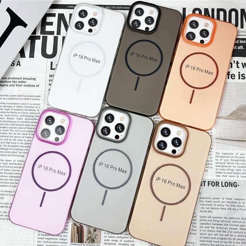 Phone Case For iPhone 16 15 14 Pro Max Plus 16e 13 12 Pro Max Back Cover Magnetic Adsorption Translucent Magnetic Support Wireless Charging PC