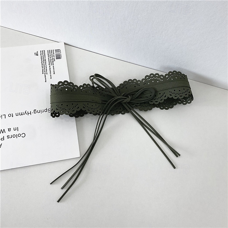 Women's Belt PU Black Green Khaki Coffee Waist Belt Street Daily Pure Color4