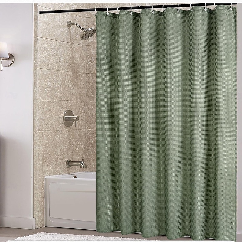 Luxury Waffle Weave Shower Curtain 180cm*180cm(70"*70") Water Repellent Bathroom Bathtub Cloth Fabric Shower Curtain Set, Hole-Free Toilet Partition Curtain for Separating Dry Wet Area2