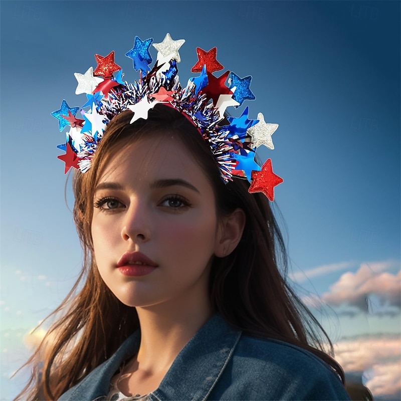 4th of July Headband Patriotic Headband Independence Day Hair Accessories Red White Blue Headbands Stars Hair Decoration for Women3
