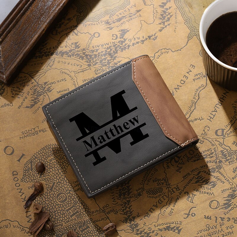 Personalized Photo Engraved Leather Wallet Custom Best Gift for Dad, Husband, Boyfriend, Custom Name Engraving on Back, Birthday, Father's Day, Valentine's Day, Anniversary Gift2