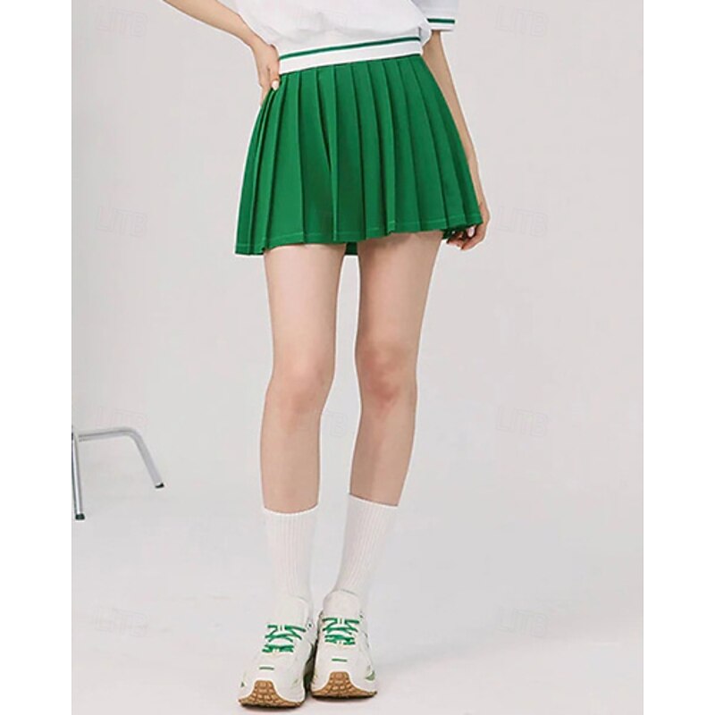 Women's Solid Colored Tennis Skirts Pleated Breathable Tennis Golf Pickleball Black White Yellow Tennis Clothing2