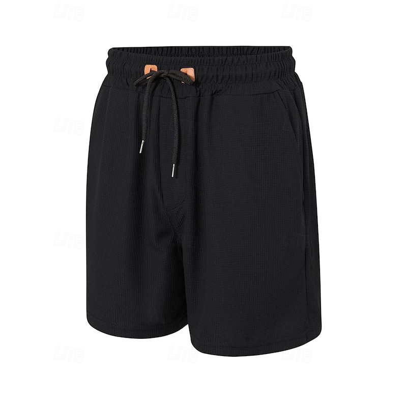 Men's Shorts Summer Shorts Casual Shorts Pocket Drawstring Elastic Waist Plain Comfort Breathable Short Outdoor Vacation Sport Casual Black Navy Blue Micro-elastic3