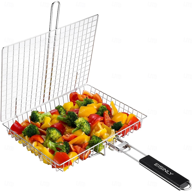 Barbecue BBQ Grill Basket with Handle Stainless Steel Grilling Basket Outdoor Camping BBQ Rack for Fish, Shrimp, Vegetables 2025 - $16.99