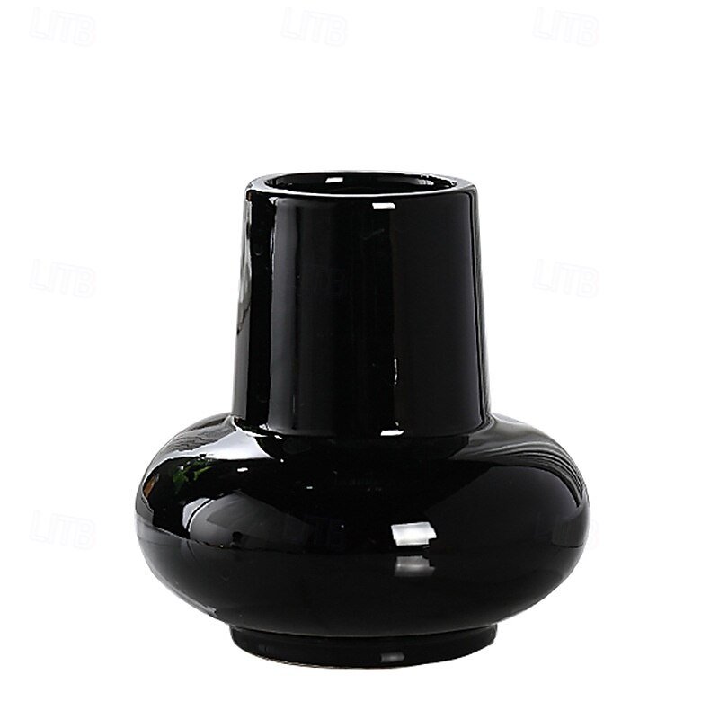 Niche Round Bellied Ceramic Vase, Minimalist Hydroponic Flower Planter, High Aesthetic Countertop Decoration for Sample Rooms3