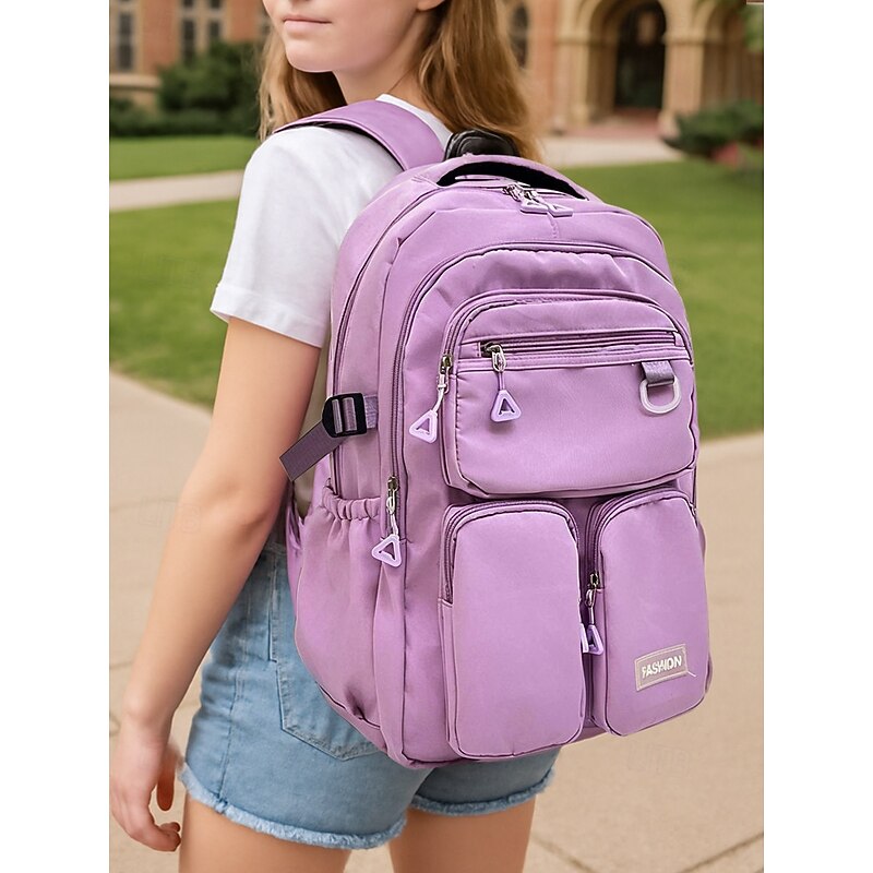 Women's Waterproof Nylon Campus Backpack with Multi-Pocket Storage - Lightweight Large Capacity College Bag for Teens to School and Daily Commuting2