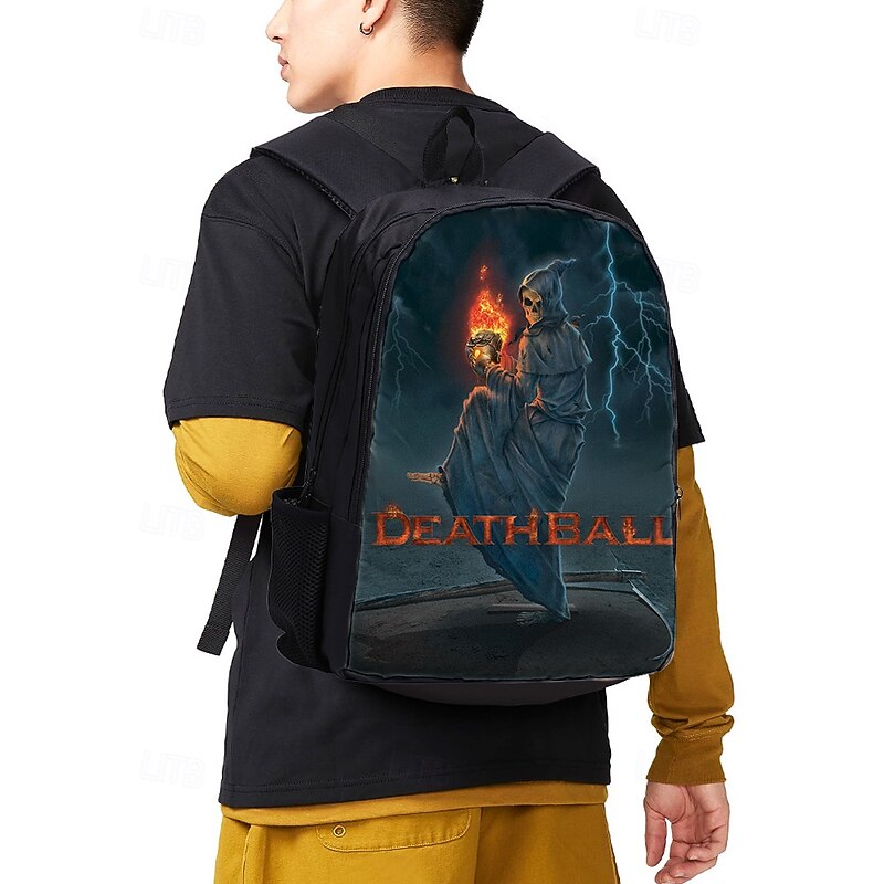 Men's Grim Reaper 3-Piece Backpack Set with Grim Reaper Print - Durable School Bag, Lunch Bag and Pencil Case for Teens Back to School and Gothic Style Lovers Vincent Hie2