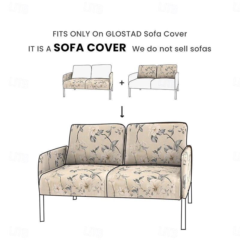 100% Cotton Sofa Cover Suitable For GLOSTAD Sofa Floral Plants Quilted Slipcovers2