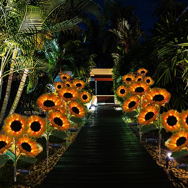 1PC 1 W LED Solar Lights Sunflower Decorative Warm White 3 V Outdoor Lighting Courtyard Garden 126 LED Beads Christmas New Year's2