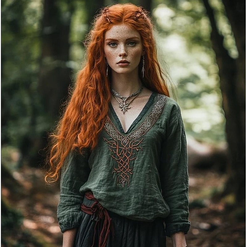 Women's Blouse Floral Graphic Geometric Bohemia Vintage Daily 3/4 Length Sleeve Crew Neck Boat Neck Regular Tops Daily Holiday Vacation Wear Print Sage Green Summer Spring2