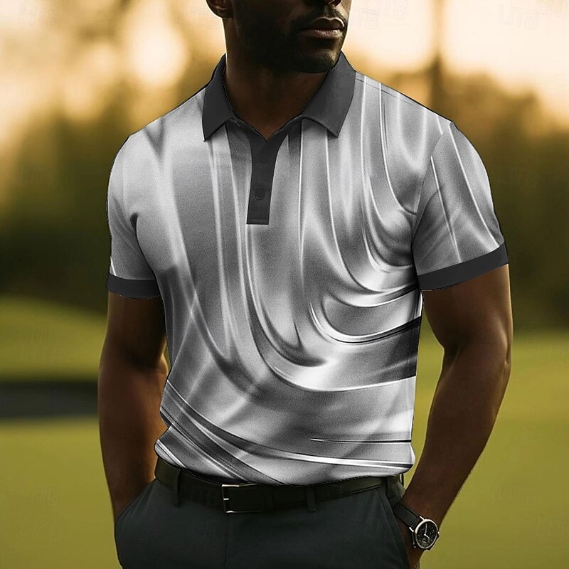 Men's Abstract Polo Short Sleeve Polo Shirts Collared Shirts Casual School Outdoor Daily Wear 3D Print Summer Blue Purple Brown