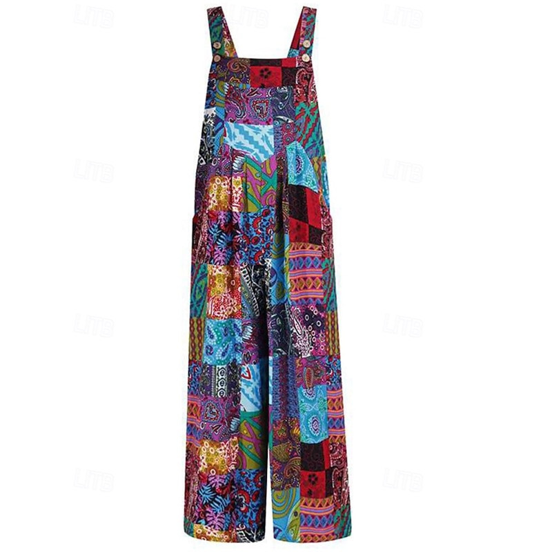 Women's Normal Jumpsuit Streetwear Floral Sleeveless U Neck Pocket Print Street Daily Regular Fit Yellow Blue Green Summer2