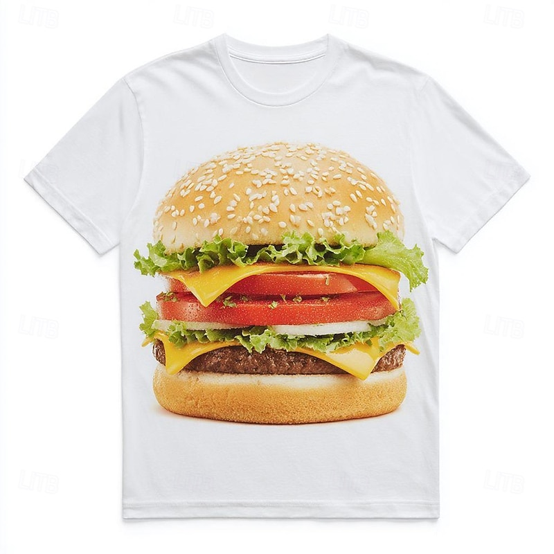 Men's Food 3D Cartoon T Shirt Short Sleeve T shirt 3D Print Crew Neck Shirt Exaggerated Designer Party Street Casual White 1 White Summer Spring Clothing Apparel S M L XL XXL XXXL 4XL2
