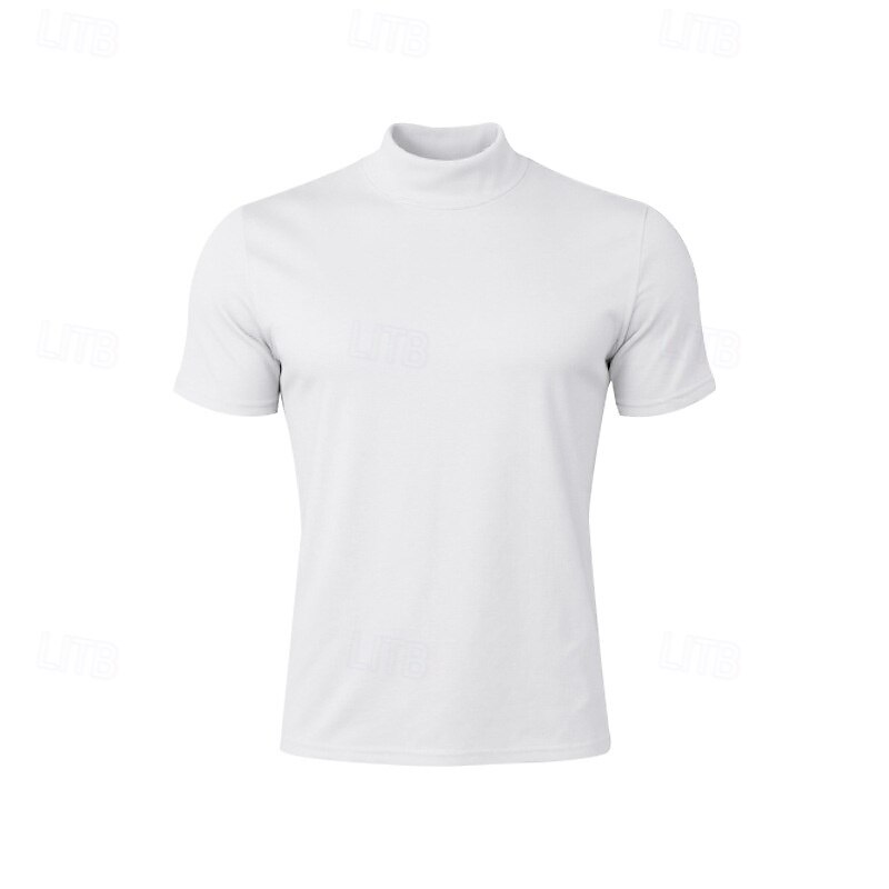 Men's T Shirt Tee Short Sleeve Shirt Tee Top Short Sleeve Turtleneck Summer Plain Fashion Designer Basic Classic Vacation Street Going out Black White Blue Top Tee for Men4
