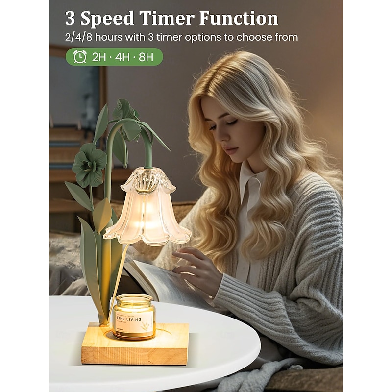 Flower Candle Warmer With Timer Dimmable Candle Warmer Adjustable Height Candle Warmer Suitable For All Jar Candles Bedroom Living Room Home Decoration Aesthetic Christmas Birthday Gift For Women2