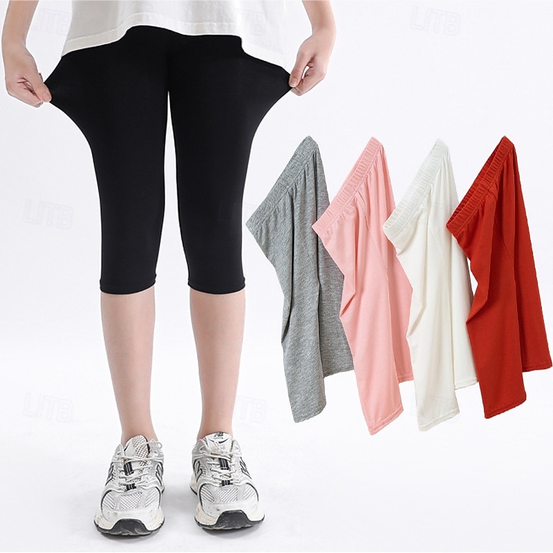 Kids Girls' Leggings Solid Color Daily School 4-12 Years Spring Black White Pink