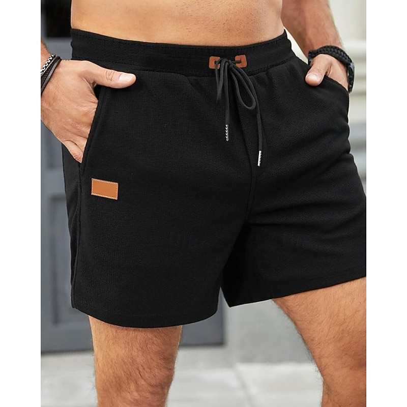 Men's Shorts Summer Shorts Casual Shorts Pocket Drawstring Elastic Waist Plain Comfort Breathable Short Outdoor Vacation Sport Casual Black Navy Blue Micro-elastic