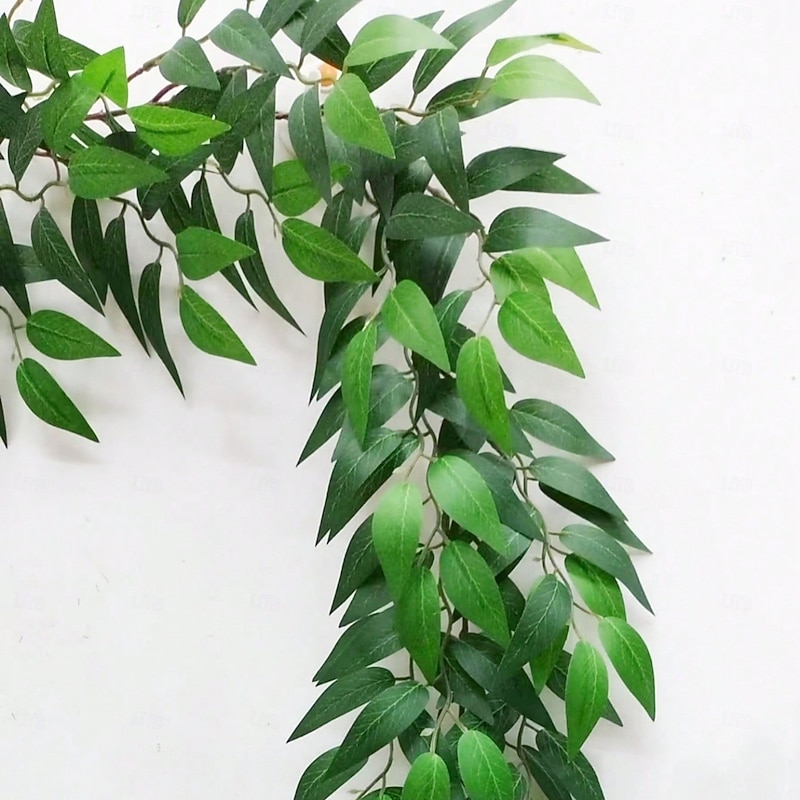 Artificial Willow Leaf Garland,2m Green Hanging Vines Wall Decor, Faux Leaf Wall Hanging for Wedding Backdrop, Party and Home Decoration3