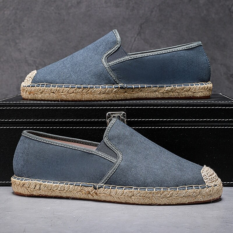 Men's Blue Espadrille Slip-On Shoes with Jute Sole - Lightweight and Breathable Shoes for Warm Weather2